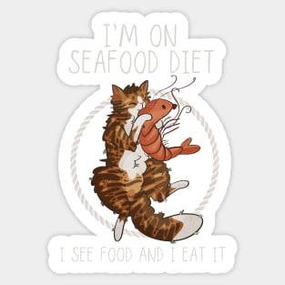 I’m on Seafood Diet - Red Cat with Shrimp Sticker